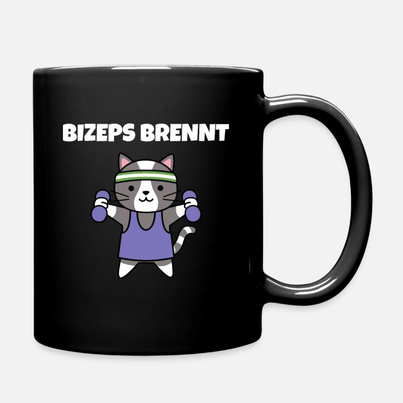 Fitness Katze Geschenk Training Sport Bizeps - Tasse einfarbig - Schwarz