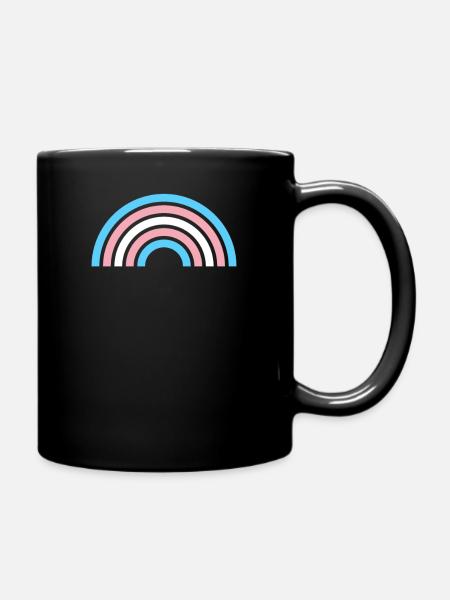 Gay Pride LGBTQ Transgender Rainbow Stripe 2018 - Full Colour Mug - black