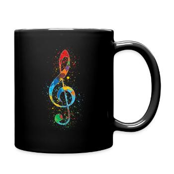 Treble Clef Paint Splatter Art Colorful & Vibrant - Full Colour Mug - black - Right