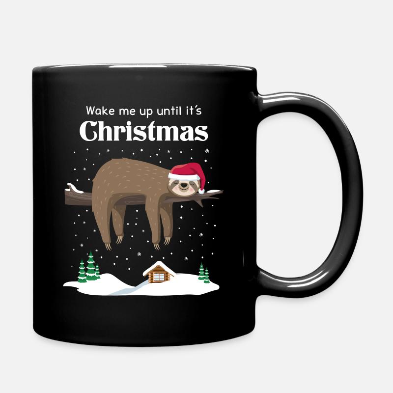 Faultier Weihnachten - Tasse einfarbig - Schwarz
