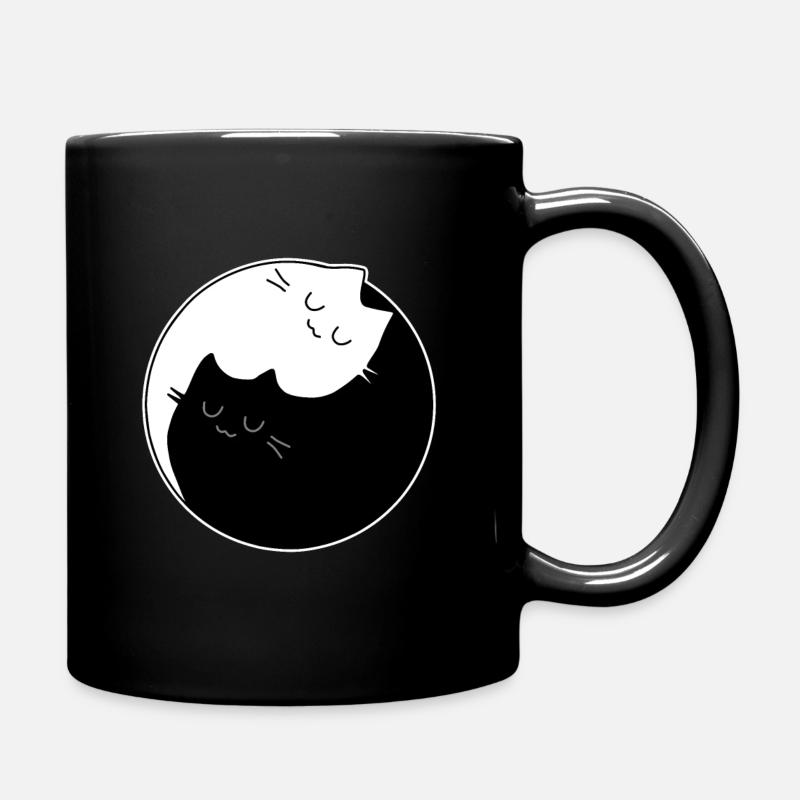 Yin and Yang Cat Cat lover Tee Shirt Gift - Full Colour Mug - black