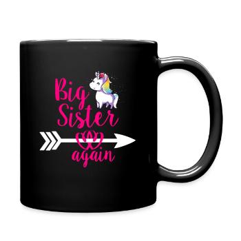 Big sister siblings birth unicorn - Full Colour Mug - black - Right