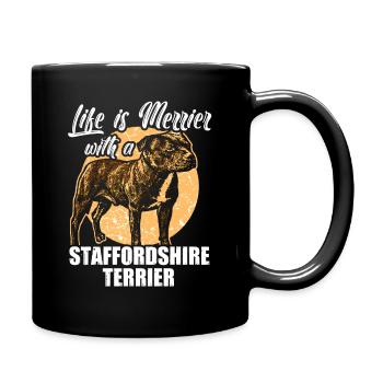 Chiot chien Staffordshire Terrier - Mug uni - noir - Droite