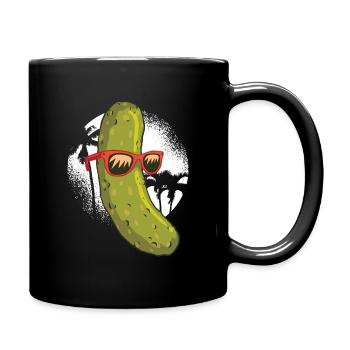 Gurke mit Sonnenbrille - Tasse einfarbig - Schwarz - Rechts
