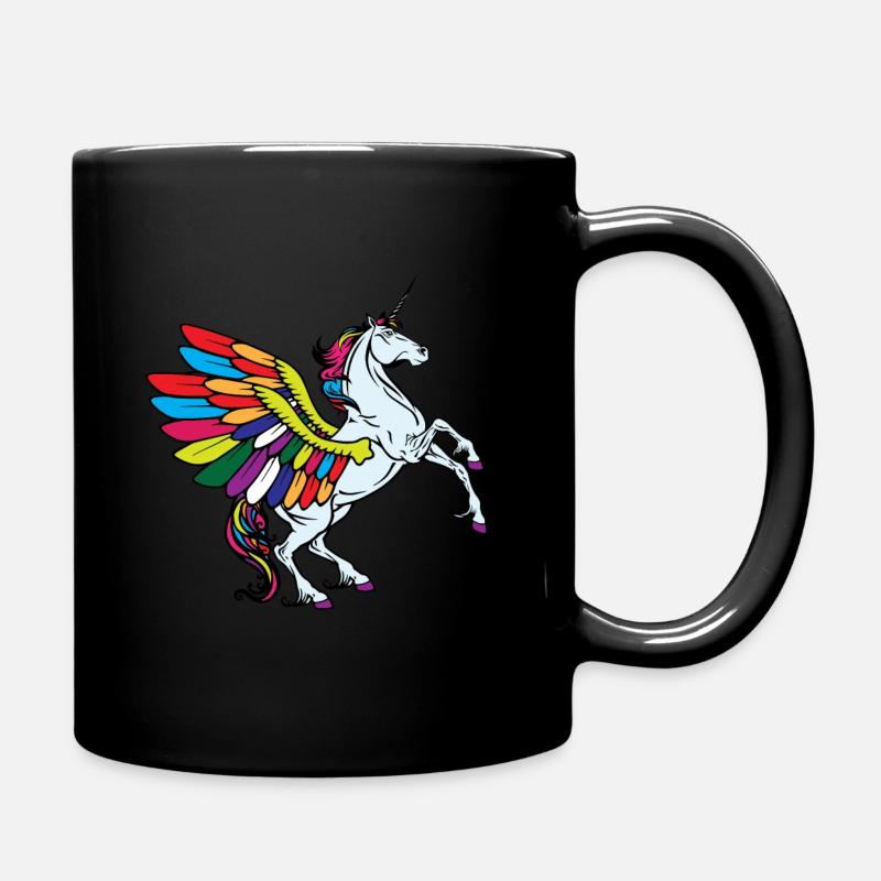 fliegendes Einhorn Fabel - Tasse einfarbig - Schwarz