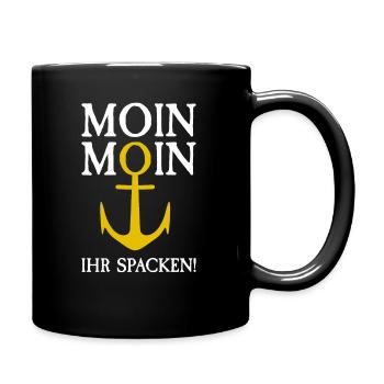 Moin Moin Ihr Spacken | Anker Norddeutschland - Tasse einfarbig - Schwarz - Rechts