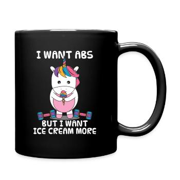 Einhorn Fitness Hanteln Sport Eis Geschenk - Tasse einfarbig - Schwarz - Rechts