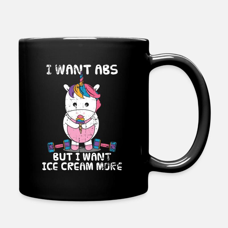 Einhorn Eis Hanteln Geschenk - Tasse einfarbig - Schwarz