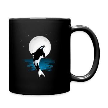 Orca Schwertwal Mond Wal Meer Ozean Geschenk - Tasse einfarbig - Schwarz - Rechts
