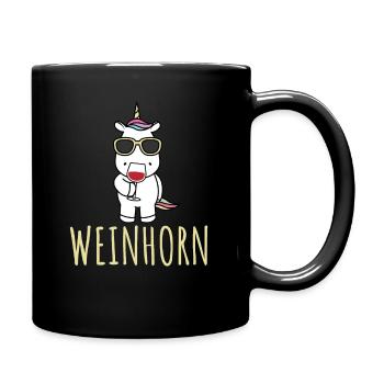 Wein Einhorn Weinhorn Unicorn Weintrinker Weinglas - Tasse einfarbig - Schwarz - Rechts