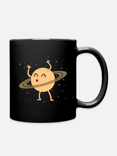 Saturn Ringe Planet lustig Geschenk - Tasse einfarbig - Schwarz
