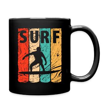 Surfer surfing surfboard sea wave - Full Colour Mug - black - Right