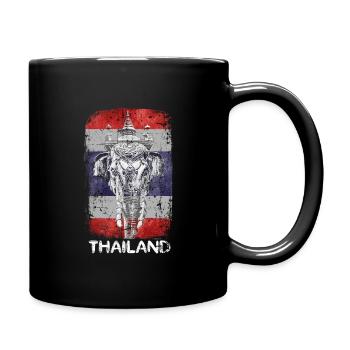 Thailand Urlaub Elefant - Tasse einfarbig - Schwarz - Rechts