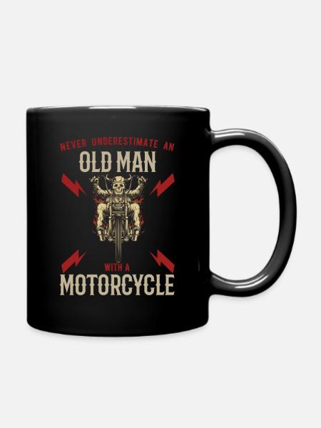 Alter Mann Motorradfahrer Motorrad Rentner Biker - Tasse einfarbig - Schwarz