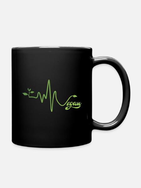 Vegan heartbeat - Full Colour Mug - black