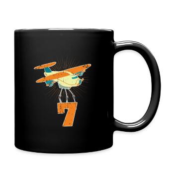 Pilot airplane 7th birthday - Full Colour Mug - black - Right