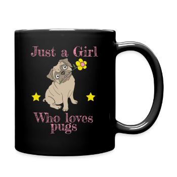 Mops süßer niedlicher Hund Mädchen Frau liebt Mops - Tasse einfarbig - Schwarz - Rechts