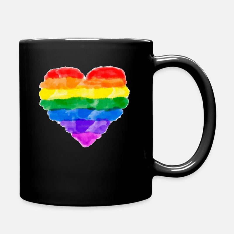 REGENBOGEN HERZ WASSERFARBEN LGBT Queer Gay Pride - Tasse einfarbig - Schwarz
