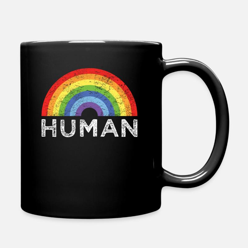HUMAN Regenbogen LGBT Pride Retro Vintage - Tasse einfarbig - Schwarz