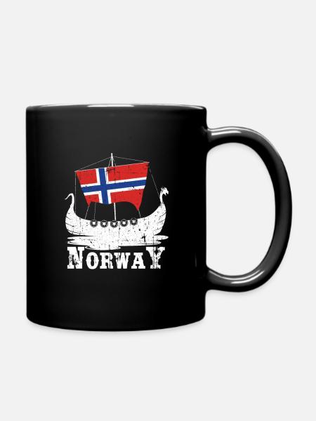 Norwegen Boot Wikinger - Tasse einfarbig - Schwarz