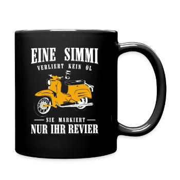 Schwalbe, Eine Simmi leckt nicht,Markiert Revier - Tasse einfarbig - Schwarz - Rechts