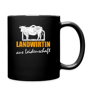 Landwirtin aus Leidenschaft Retro Vintage Kuh - Tasse einfarbig - Schwarz - Rechts