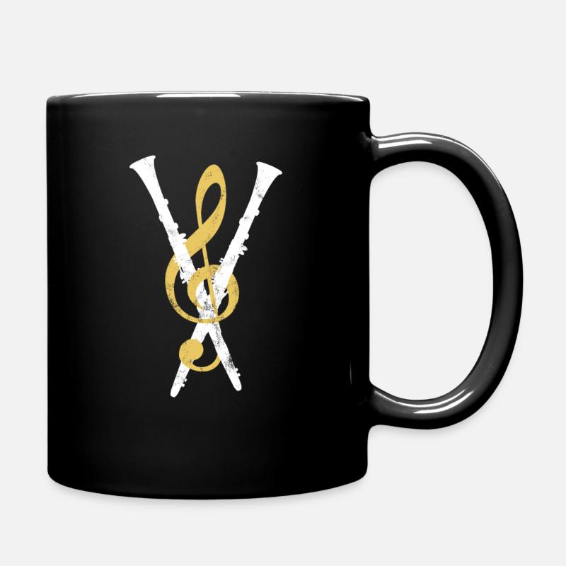 Klarinette Notenschlüssel Klarinettisten Geschenk - Tasse einfarbig - Schwarz