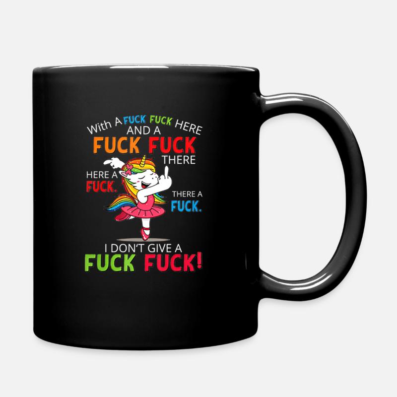 Dancing unicorn with middle finger design - Full Colour Mug - black