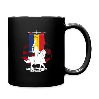 Rumänien Flagge Ritter - Tasse einfarbig - Schwarz - Rechts