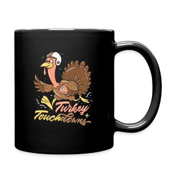 Truthahn Thanksgiving Football Turkey Touchdowns - Full Colour Mug - black - Right