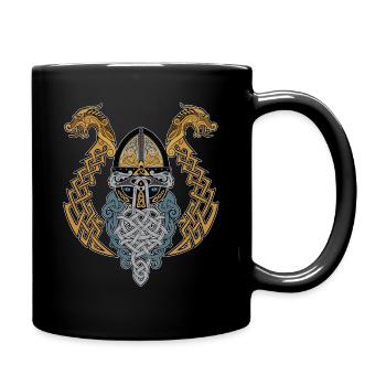 Wikinger Helm Drachen Valknut Drache - Tasse einfarbig - Schwarz - Rechts