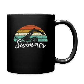 Schwimmen Schwimmer Retro - Tasse einfarbig - Schwarz - Rechts
