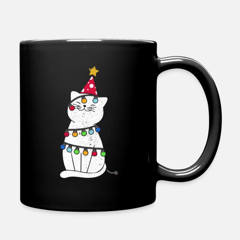 Weihnachten Katze Christmas Advent Santa Geschenk - Tasse einfarbig - Schwarz