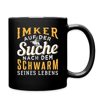 Imker auf der Suche nach dem Schwarm seines Lebens - Tasse einfarbig - Schwarz - Rechts