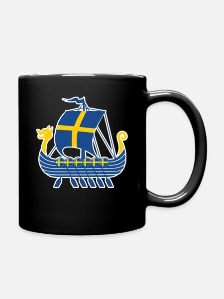Schweden Wikinger Schiff Tshirt Wikingerschiff - Tasse einfarbig - Schwarz