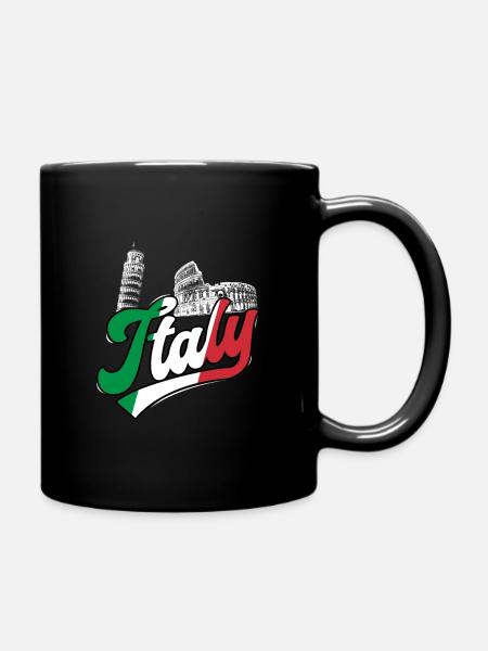 Italien Kolosseum Schiefer Turm Von Pisa - Tasse einfarbig - Schwarz