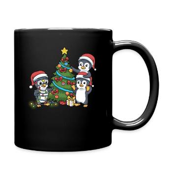 Christmas Penguin Christmas Penguin Tree Advent - Full Colour Mug - black - Right