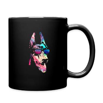 Dobermann - Tasse einfarbig - Schwarz - Rechts