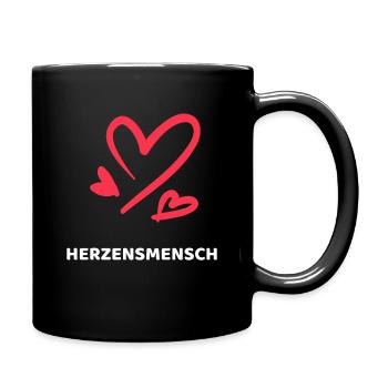 Herzensmensch Freundschaft - Tasse einfarbig - Schwarz - Rechts