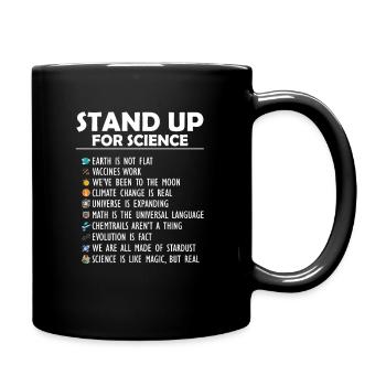 Steh auf für Wissenschaftsmagie, aber echten Erdmond - Tasse einfarbig - Schwarz - Rechts