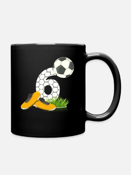 6th birthday kids football gift idea 6 years - Full Colour Mug - black