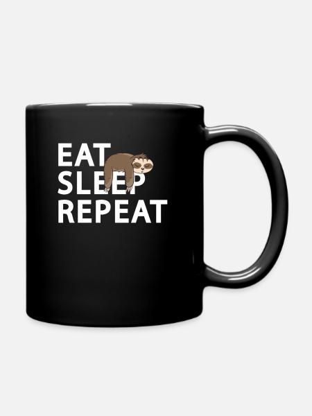 Sloth Eat Sleep Repeat - Full Colour Mug - black