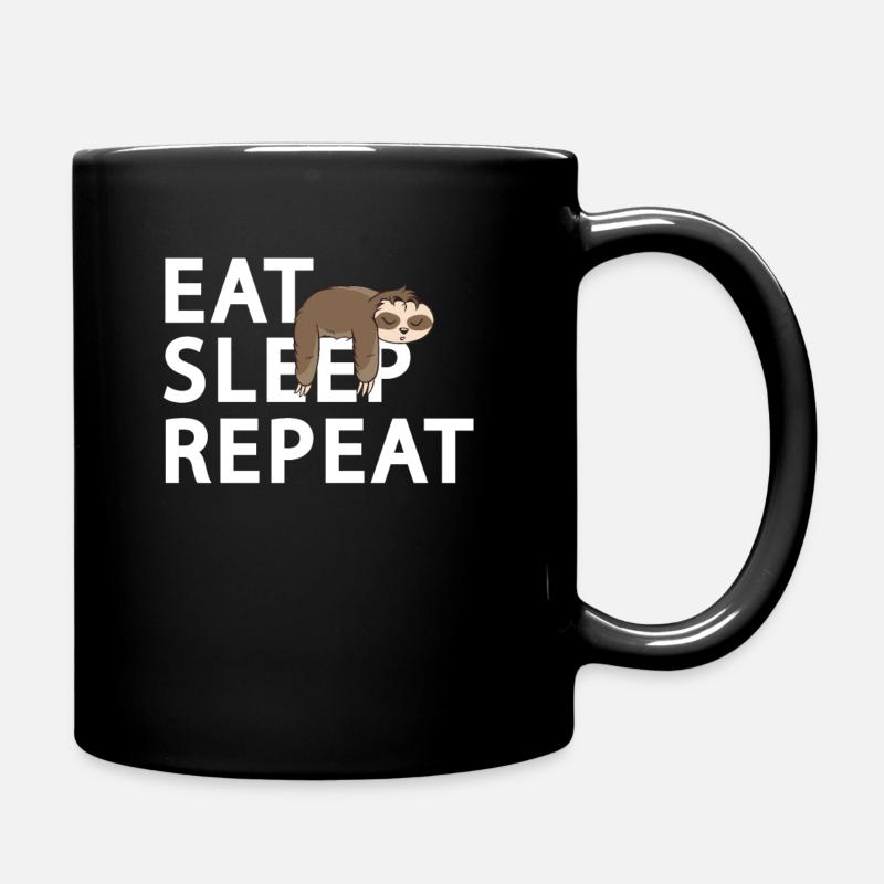 Faultier Eat Sleep Repeat - Tasse einfarbig - Schwarz