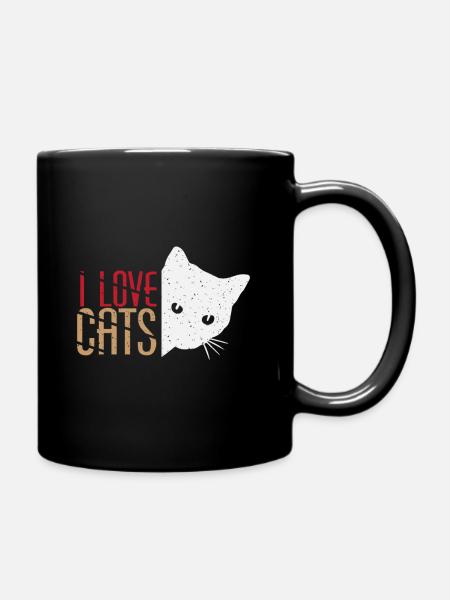 Katzenfreund - Tasse einfarbig - Schwarz
