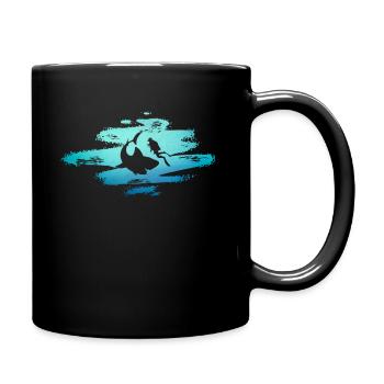 Requin dans l'océan avec des plongeurs, grand requin-marteau requin blanc - Mug uni - noir - Droite
