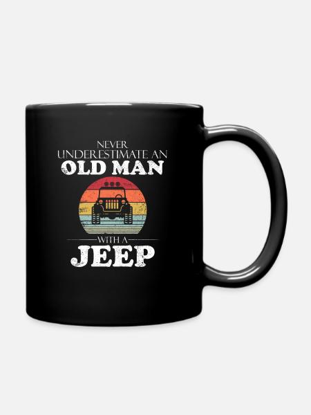 Grappige Jeep Old Man met een Jeep-shirt - Mok uni - zwart