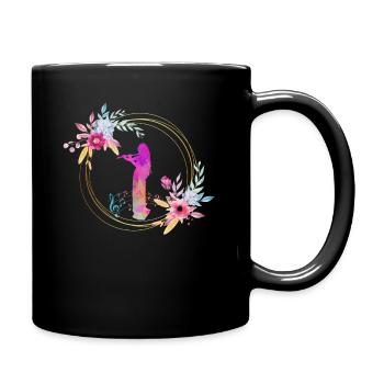 Flute orchestra classical music choir flute flower - Full Colour Mug - black - Right