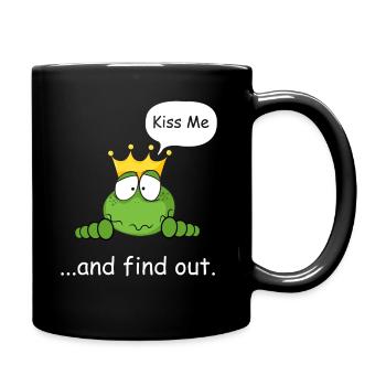 Kiss me and find out, frog prince, sweet frog - Full Colour Mug - black - Right