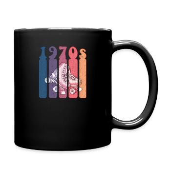 70s Roller Skates Gift Idea Vintage Retro Style - Full Colour Mug - black - Right