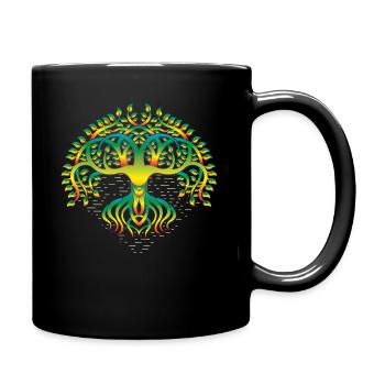 Lebensbaum , Chakras für spirituelles Yoga, Buddha - Tasse einfarbig - Schwarz - Rechts